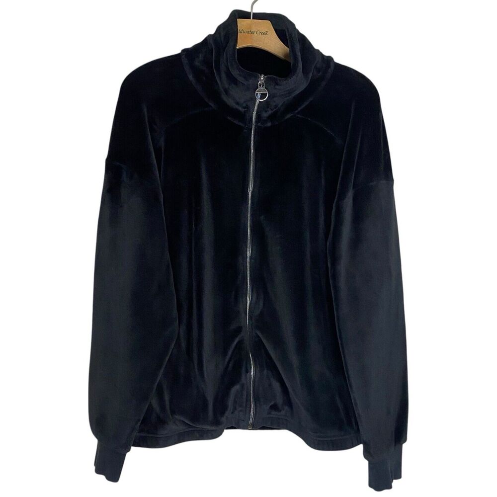 Athleta Double Cozy Karma Recover Plush Full Zip Jacket Black Womens 1X 631308